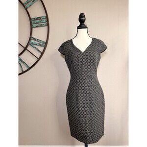 Brooks Brothers Dress Black & Gray Cap Sleeve Lined Sheath Size 4 NWT $298